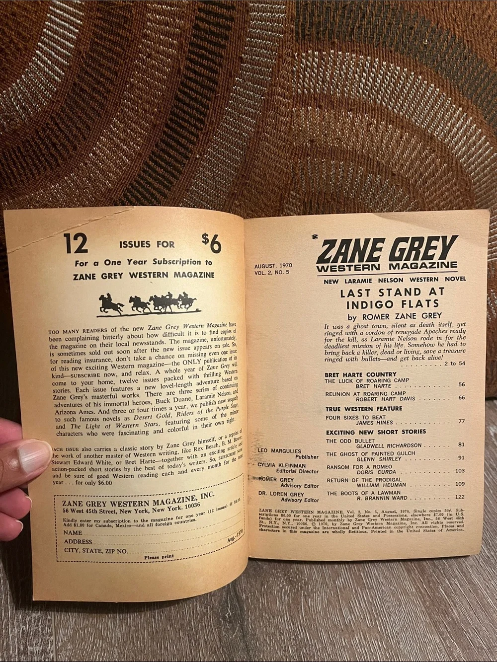 Zane Grey Western Magazine - August 1970 VOL. 2, NO. 5